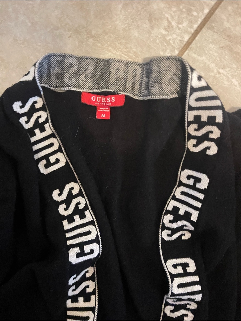 Guess Black Cardigan with White Logo Trim